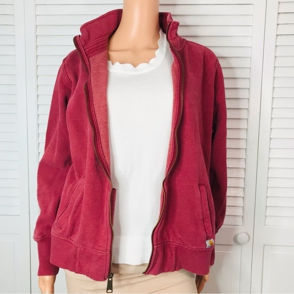 CARHARTT Salmon Zip Up Sweater Size Large - Picture 4 of 9